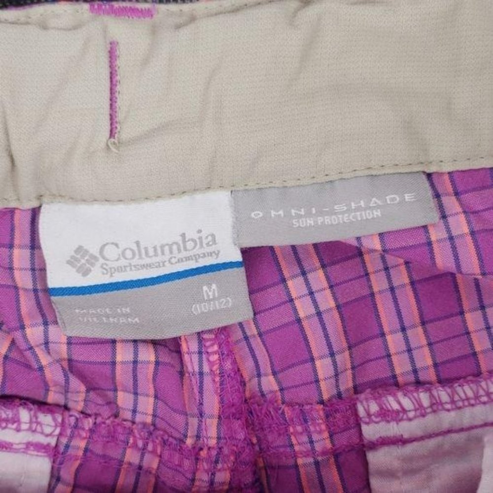 Columbia omni shade plaid purple medium shorts - Picture 4 of 8